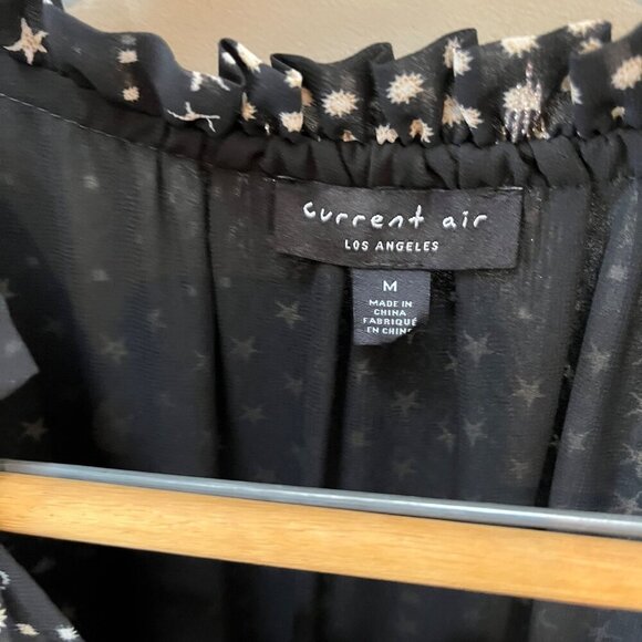 Current Air Los‎ Angeles Star & Dot Drop Waist Print Dress M Polyester Black-  M - Picture 3 of 5